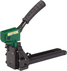 Klinch-Pak - Manual Staple Gun - 1-1/4" Staples, 100 Lb Capacity, Green, Aluminum - Caliber Tooling