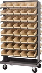 Quantum Storage - 80 Bin Sloping Shelf - 36 Inch Overall Width x 24 Inch Overall Depth x 66 Inch Overall Height, Ivory Polypropylene Bins - Caliber Tooling