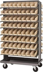 Quantum Storage - 128 Bin Sloping Shelf - 36 Inch Overall Width x 24 Inch Overall Depth x 66 Inch Overall Height, Ivory Polypropylene Bins - Caliber Tooling