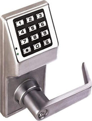 Alarm Lock - Combination Entry Lever Lockset with Key Override - 2-3/4" Back Set, Steel, Brushed Chrome Finish - Caliber Tooling