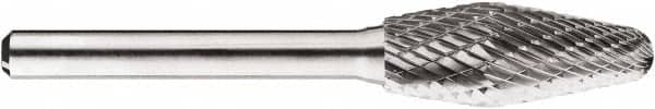 SGS Pro - 1/2" Cut Diam, 1/4" Shank Diam, Taper Head Double Cut Burr - Carbide, Radius End, 1-1/4" LOC, 1-1/4" OAL - Caliber Tooling