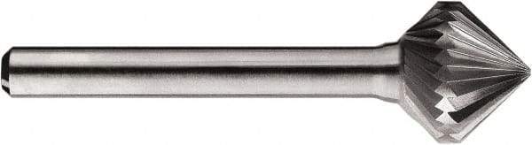 SGS Pro - 5/8" Cut Diam, 1/4" Shank Diam, Cone Head Single Cut Burr - Carbide, Point End, 5/8" LOC, 5/8" OAL - Caliber Tooling