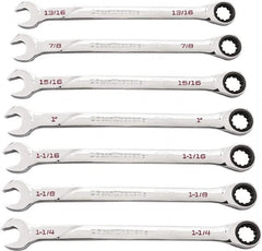 GearWrench - 7 Piece, 13/16" to 1-1/4", Ratcheting Combination Wrench Set - Inch Measurement Standard, Chrome Finish - Caliber Tooling