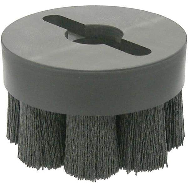 Weiler - 4" 120 Grit Ceramic Crimped Disc Brush - Fine Grade, Drive Arbor Connector, 1-1/2" Trim Length, 1-1/4" Arbor Hole - Caliber Tooling