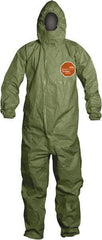 Dupont - Size M Hazmat Chemical Resistant General Purpose Coveralls - Green, Zipper Closure, Elastic Cuffs, Elastic Ankles, Taped Seams - Caliber Tooling