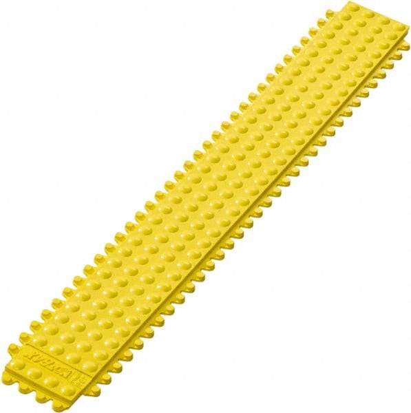 Notrax - 3' Long x 3" Wide x 5/8" Thick, Anti-Fatigue Modular Matting Tiles - Male, 4 Interlocking Sides, Yellow, For Dry Areas, Series 469 - Caliber Tooling