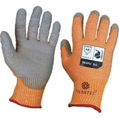 Tilsatec - Size M (8), ANSI Cut Lvl A8, Puncture Lvl 4, Abrasion Lvl 4, Polyurethane Coated Cut & Puncture Resistant Gloves - Caliber Tooling