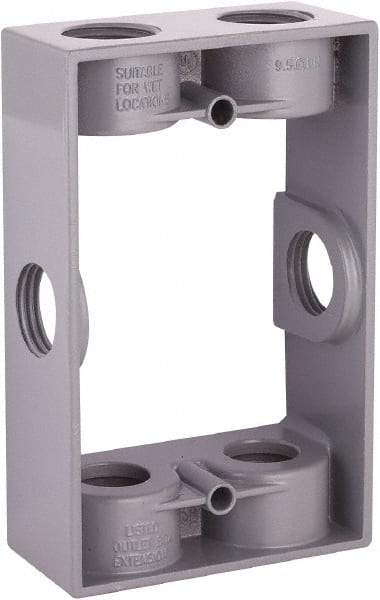 Hubbell-Raco - 1 Gang, (6) 1/2" Knockouts, Aluminum Rectangle Device Box - 4-9/16" Overall Height x 1.344" Overall Depth, Weather Resistant - Caliber Tooling