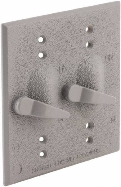 Hubbell-Raco - 2 Outlet, Powder Coat Finish, Rectangle Weather Resistant Box Cover - 0.859" Long x 4-17/32" Wide x 4-17/32" High, Wet Location, Aluminum, CSA Certified & UL Listed - Caliber Tooling