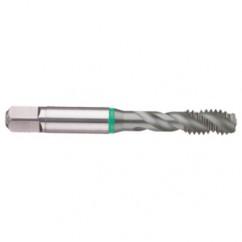 M10x1.5 6H 3-Flute Cobalt Green Ring Semi-Bottoming 40 degree Spiral Flute Tap-TiCN - Caliber Tooling