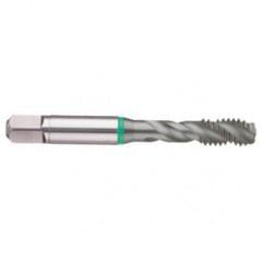 M22x2.5 6H 4-Flute Cobalt Green Ring Semi-Bottoming 40 degree Spiral Flute Tap-TiCN - Caliber Tooling