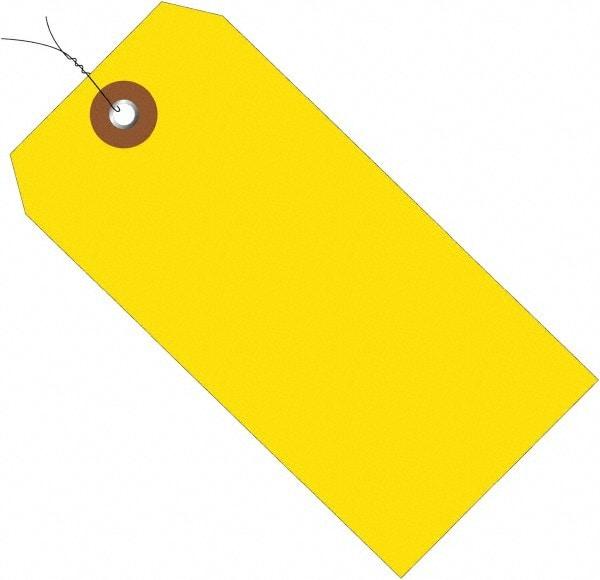 Made in USA - 6-1/4" High x 3-1/8" Long, Safety & Facility Blank Tag - Yellow Vinyl - Caliber Tooling