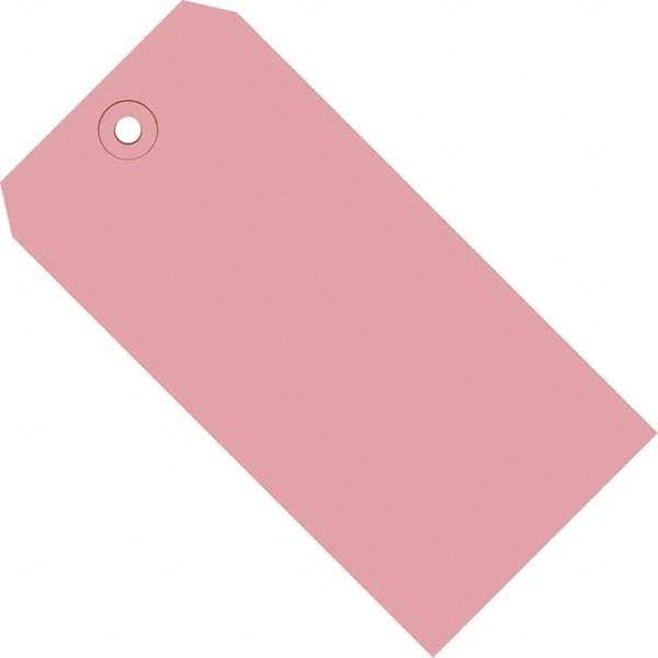 Made in USA - 5-1/4" High x 2-5/8" Long, Safety & Facility Blank Tag - Pink Cardstock - Caliber Tooling