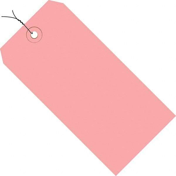 Made in USA - 3-3/4" High x 1-7/8" Long, Safety & Facility Blank Tag - Pink Cardstock - Caliber Tooling