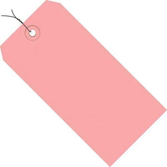 Made in USA - 3-3/4" High x 1-7/8" Long, Safety & Facility Blank Tag - Pink Cardstock - Caliber Tooling