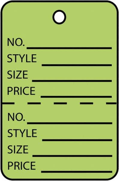 Made in USA - 1-3/4" High x 2-7/8" Long, General Information, English Safety & Facility Retail Tag - Green Cardstock - Caliber Tooling