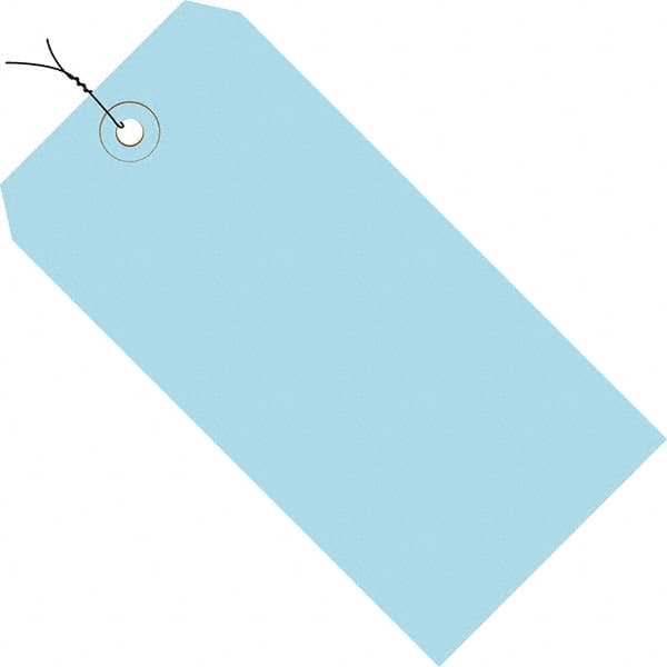 Made in USA - 5-1/4" High x 2-5/8" Long, Safety & Facility Blank Tag - Light Blue Cardstock - Caliber Tooling