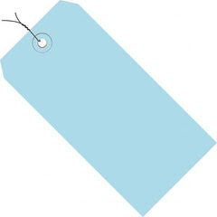 Made in USA - 5-1/4" High x 2-5/8" Long, Safety & Facility Blank Tag - Light Blue Cardstock - Caliber Tooling