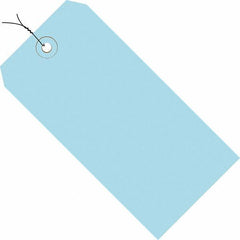 Made in USA - 2-3/4" High x 1-3/8" Long, Safety & Facility Blank Tag - Light Blue Cardstock - Caliber Tooling