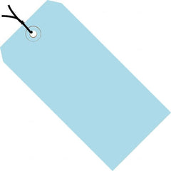 Made in USA - 6-1/4" High x 3-1/8" Long, Safety & Facility Blank Tag - Light Blue Cardstock - Caliber Tooling