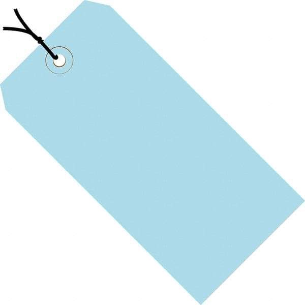 Made in USA - 2-3/4" High x 1-3/8" Long, Safety & Facility Blank Tag - Light Blue Cardstock - Caliber Tooling