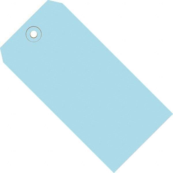 Made in USA - 5-1/4" High x 2-5/8" Long, Safety & Facility Blank Tag - Light Blue Cardstock - Caliber Tooling