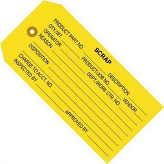 Made in USA - 4-3/4" High x 2-3/8" Long, Scrap, English Safety & Facility Inspection Tag - Yellow Cardstock - Caliber Tooling