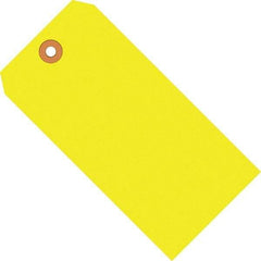 Made in USA - 5-3/4" High x 2-7/8" Long, Safety & Facility Blank Tag - Fluorescent Yellow Cardstock - Caliber Tooling