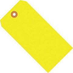 Made in USA - 6-1/4" High x 3-1/8" Long, Safety & Facility Blank Tag - Fluorescent Yellow Cardstock - Caliber Tooling