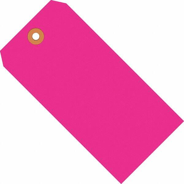 Made in USA - 6-1/4" High x 3-1/8" Long, Safety & Facility Blank Tag - Fluorescent Pink Cardstock - Caliber Tooling