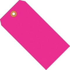 Made in USA - 4-1/4" High x 2-1/8" Long, Safety & Facility Blank Tag - Fluorescent Pink Cardstock - Caliber Tooling