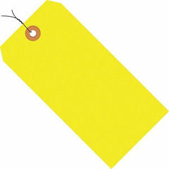 Made in USA - 6-1/4" High x 3-1/8" Long, Safety & Facility Blank Tag - Fluorescent Yellow Cardstock - Caliber Tooling