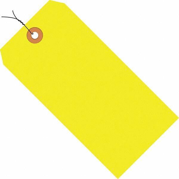 Made in USA - 5-3/4" High x 2-7/8" Long, Safety & Facility Blank Tag - Fluorescent Yellow Cardstock - Caliber Tooling