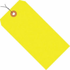 Made in USA - 5-3/4" High x 2-7/8" Long, Safety & Facility Blank Tag - Fluorescent Yellow Cardstock - Caliber Tooling