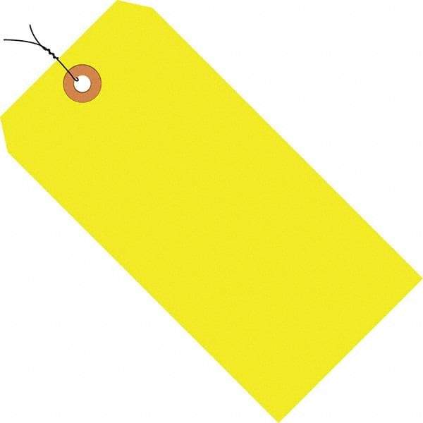 Made in USA - 2-3/4" High x 1-3/8" Long, Safety & Facility Blank Tag - Fluorescent Yellow Cardstock - Caliber Tooling