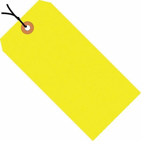 Made in USA - 5-3/4" High x 2-7/8" Long, Safety & Facility Blank Tag - Fluorescent Yellow Cardstock - Caliber Tooling