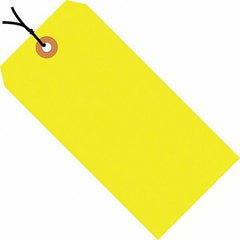 Made in USA - 4-1/4" High x 2-1/8" Long, Safety & Facility Blank Tag - Fluorescent Yellow Cardstock - Caliber Tooling