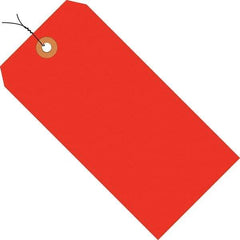 Made in USA - 6-1/4" High x 3-1/8" Long, Safety & Facility Blank Tag - Fluorescent Red Cardstock - Caliber Tooling