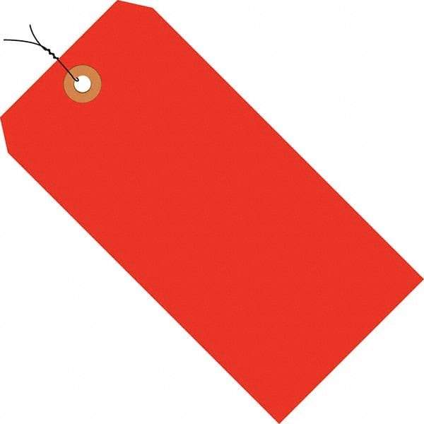 Made in USA - 4-1/4" High x 2-1/8" Long, Safety & Facility Blank Tag - Fluorescent Red Cardstock - Caliber Tooling