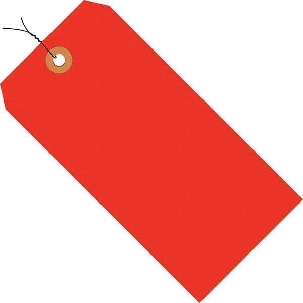 Made in USA - 4-3/4" High x 2-3/8" Long, Safety & Facility Blank Tag - Fluorescent Red Cardstock - Caliber Tooling