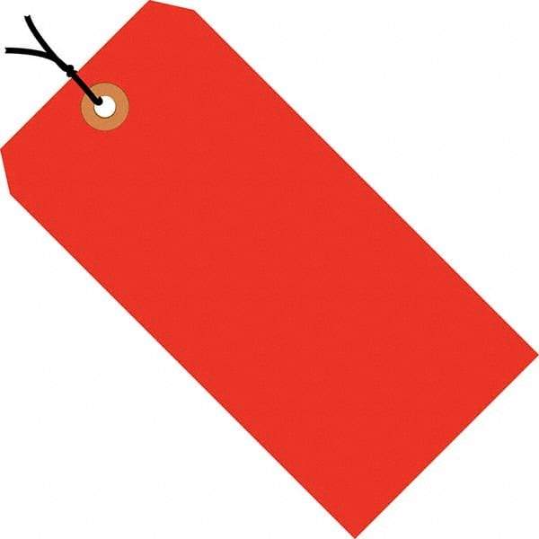 Made in USA - 5-3/4" High x 2-7/8" Long, Safety & Facility Blank Tag - Fluorescent Red Cardstock - Caliber Tooling