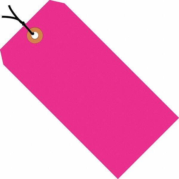 Made in USA - 6-1/4" High x 3-1/8" Long, Safety & Facility Blank Tag - Fluorescent Pink Cardstock - Caliber Tooling