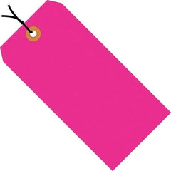 Made in USA - 5-1/4" High x 2-5/8" Long, Safety & Facility Blank Tag - Fluorescent Pink Cardstock - Caliber Tooling