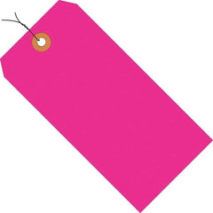 Made in USA - 6-1/4" High x 3-1/8" Long, Safety & Facility Blank Tag - Fluorescent Pink Cardstock - Caliber Tooling