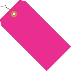 Made in USA - 4-3/4" High x 2-3/8" Long, Safety & Facility Blank Tag - Fluorescent Pink Cardstock - Caliber Tooling