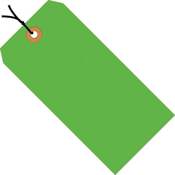 Made in USA - 5-3/4" High x 2-7/8" Long, Safety & Facility Blank Tag - Fluorescent Green Cardstock - Caliber Tooling