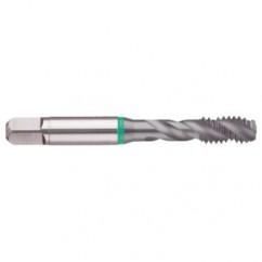 12-24 2B 3-Flute Cobalt Green Ring Semi-Bottoming 40 degree Spiral Flute Tap-TiCN - Caliber Tooling