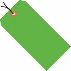 Made in USA - 4-1/4" High x 2-1/8" Long, Safety & Facility Blank Tag - Fluorescent Green Cardstock - Caliber Tooling