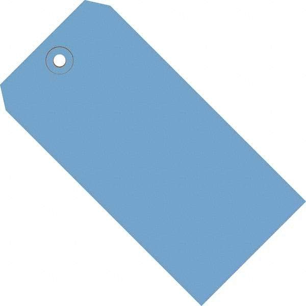 Made in USA - 5-3/4" High x 2-7/8" Long, Safety & Facility Blank Tag - Dark Blue Cardstock - Caliber Tooling