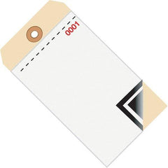 Made in USA - 6-1/4" High x 3-1/8" Long, Inventory, English Safety & Facility Numbered Tag - White & Manila Cardstock - Caliber Tooling